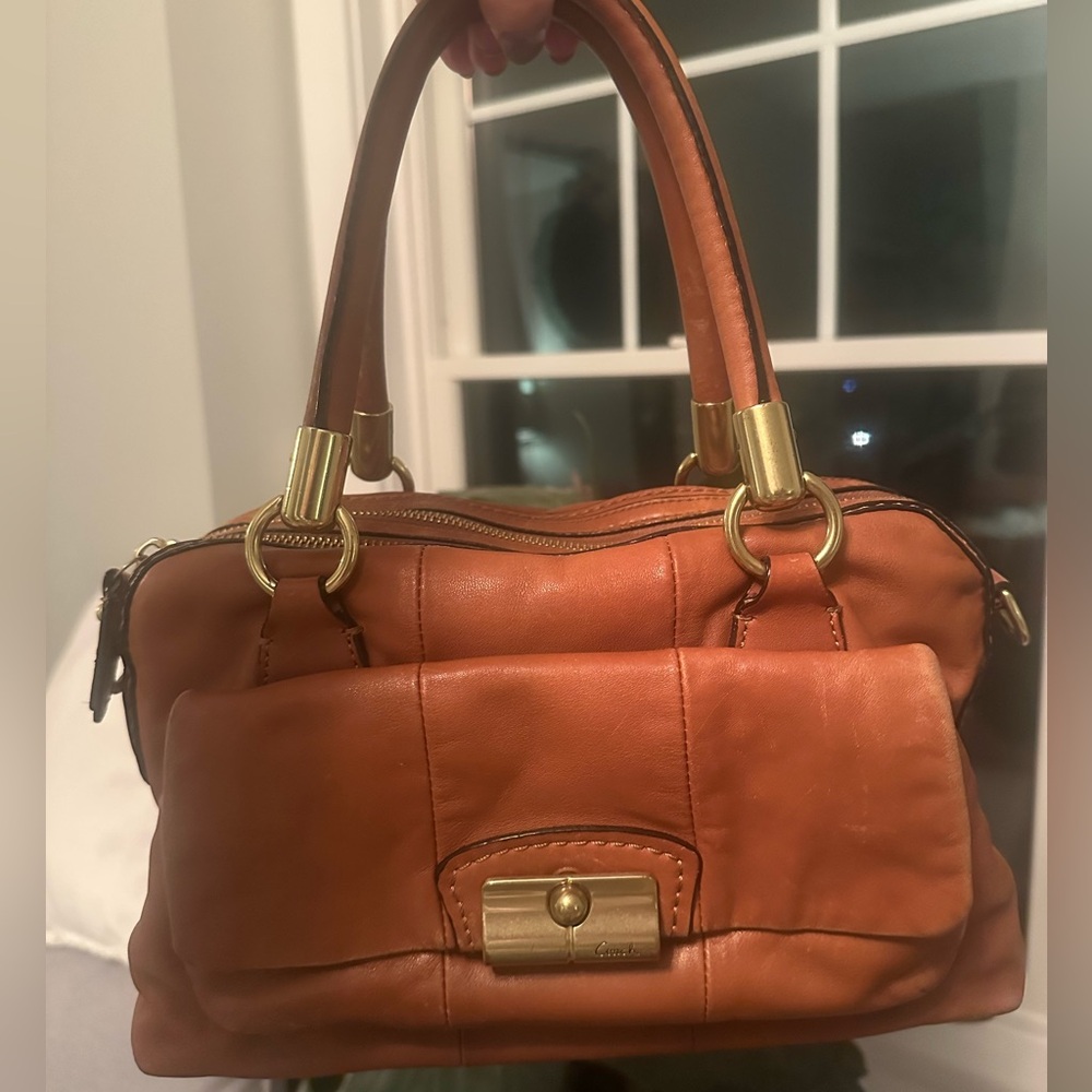 Coach Kristin Satchel 100% Leather Handbag with Gold Hardware in Cognac - 2001